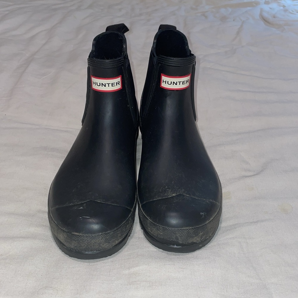Short, Black Hunter Rain Boots. Men’s, Size 11